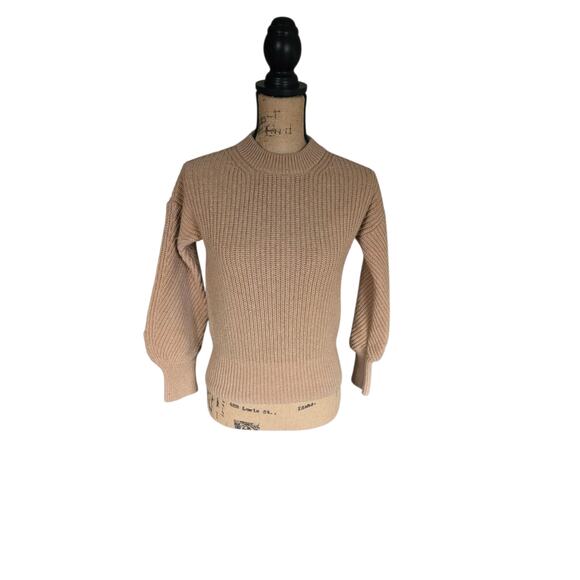 Madewell mock neck tan long sleeve sweater, size xxs - Picture 1 of 4